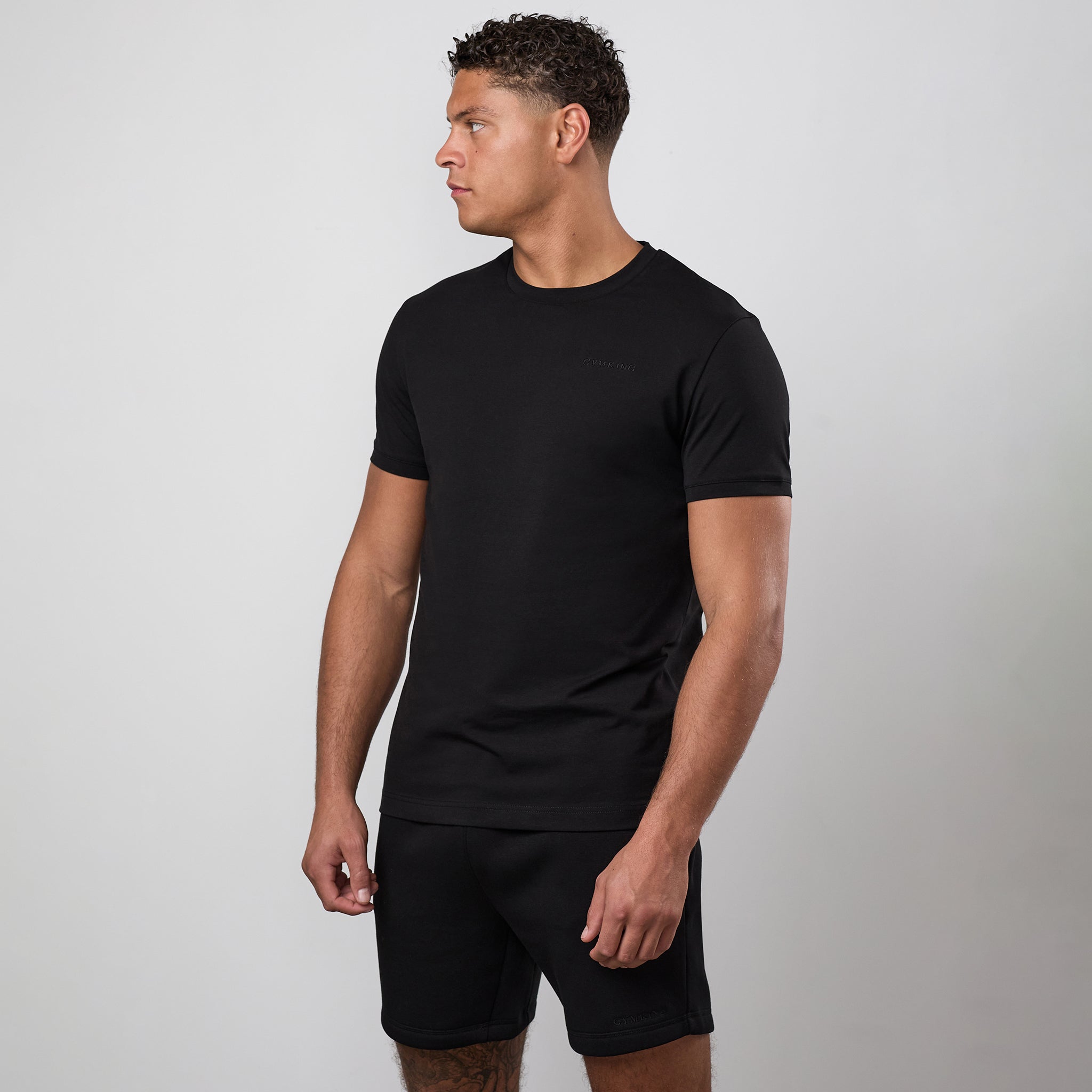 Gym King Fundamental Linear Tee - Black/Black