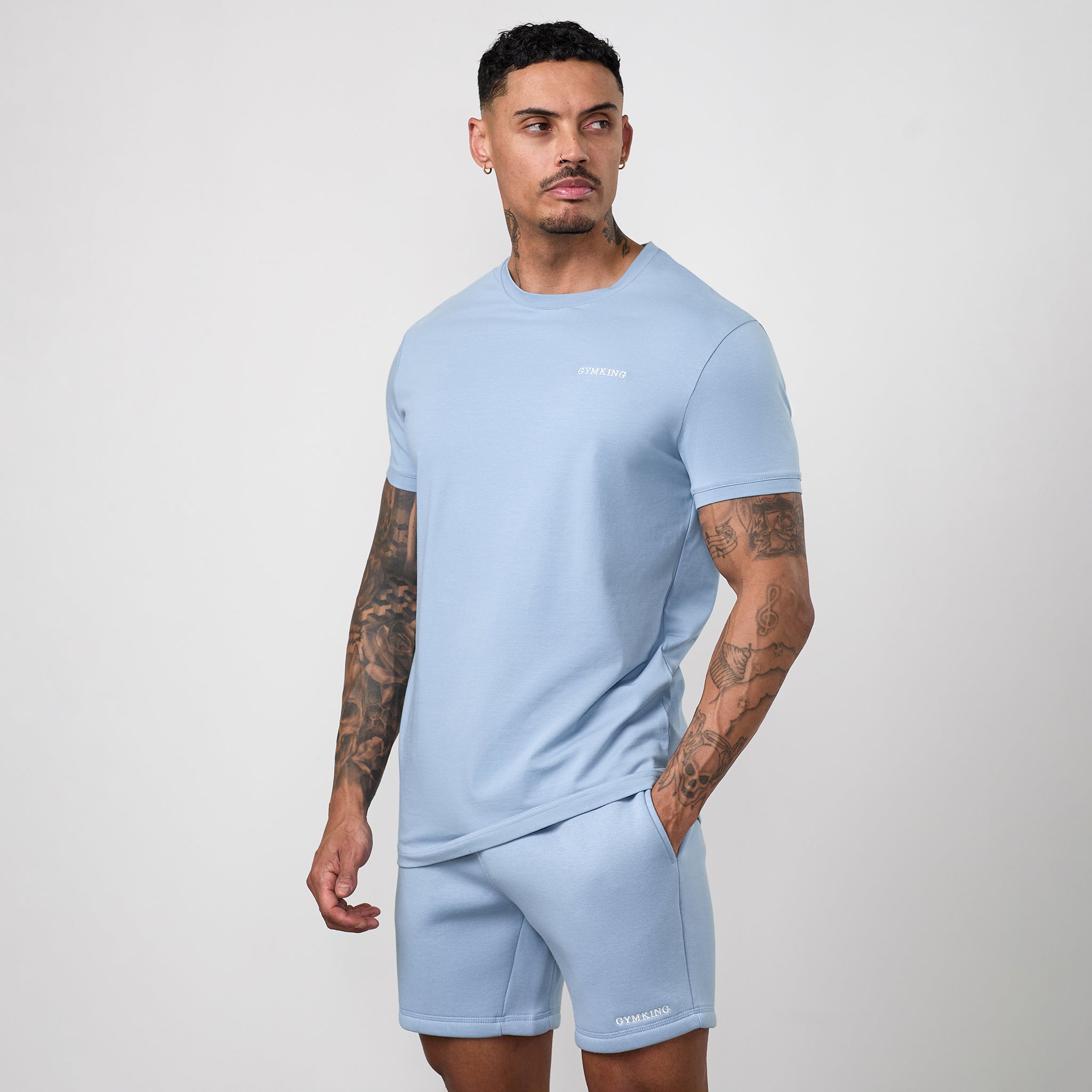 Gym King Fundamental Linear Tee - Powder Blue