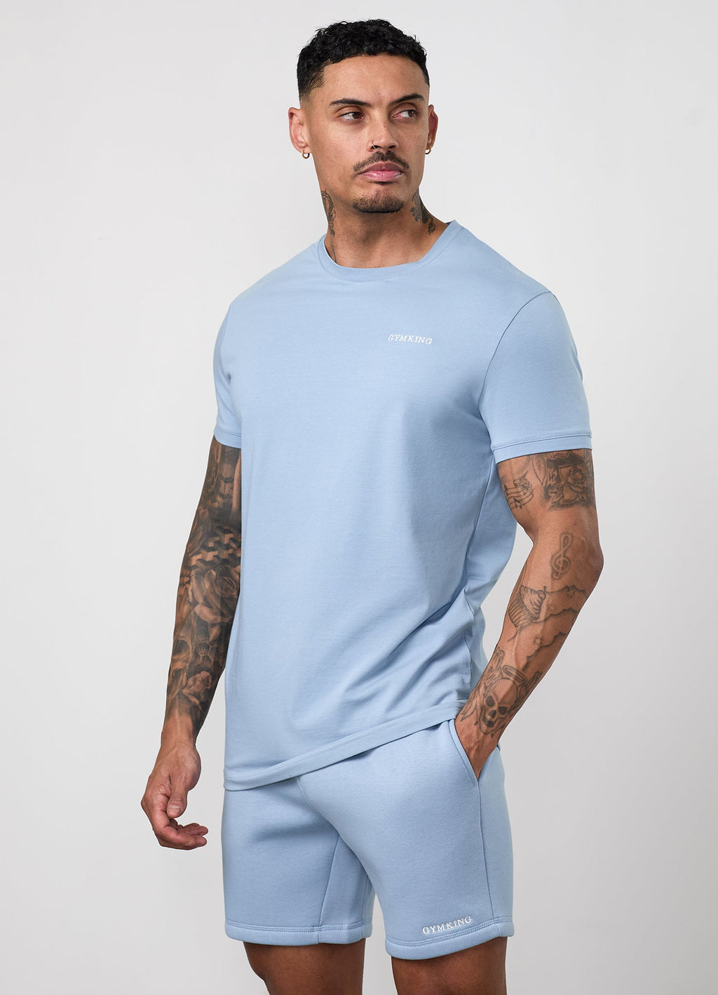 Gym King Fundamental Linear Tee - Powder Blue
