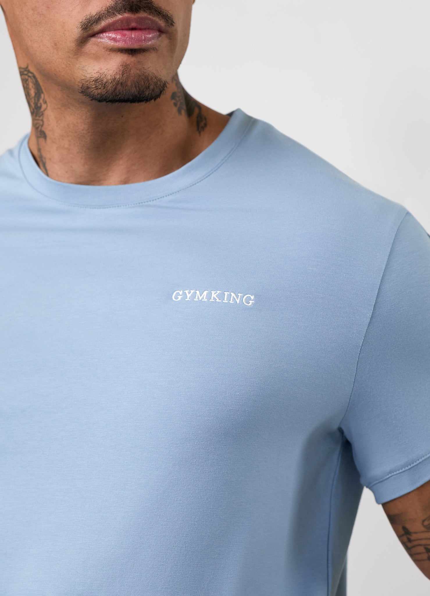 Gym King Fundamental Linear Tee - Powder Blue