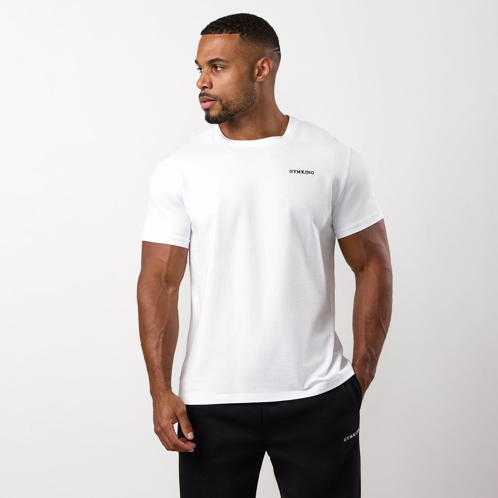 Gym King Fundamental Linear Tee - White
