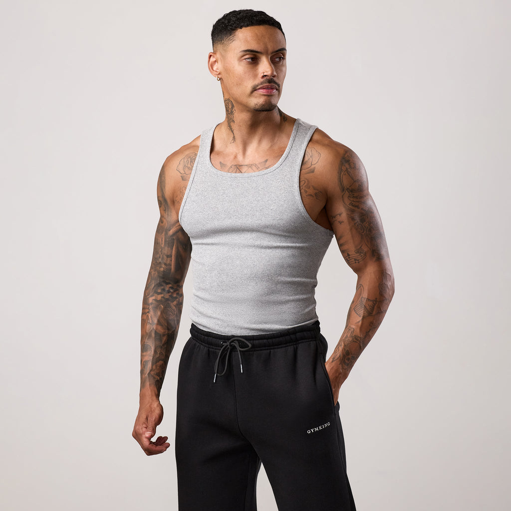 Gym King Fundamental Rib Vest - Grey Marl