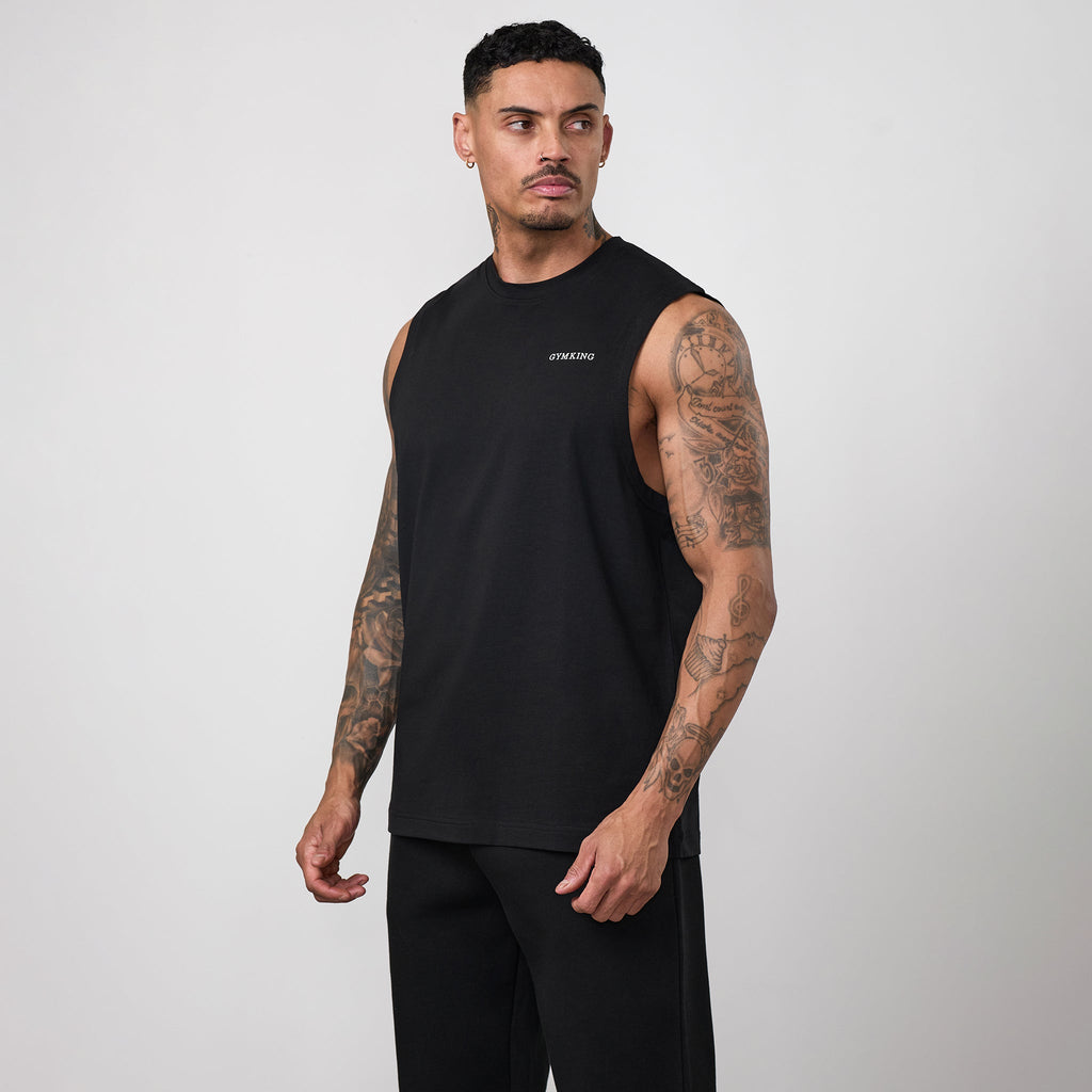 Gym King Fundamental Linear Jersey Tank - Black
