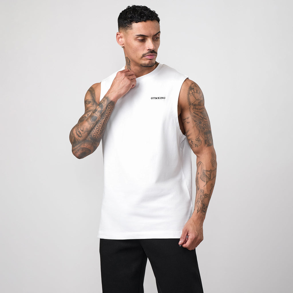 Gym King Fundamental Linear Jersey Tank - White