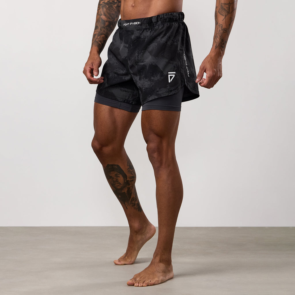 Gym King Fight Division Combat 5" Short - Graphite Abstract Print