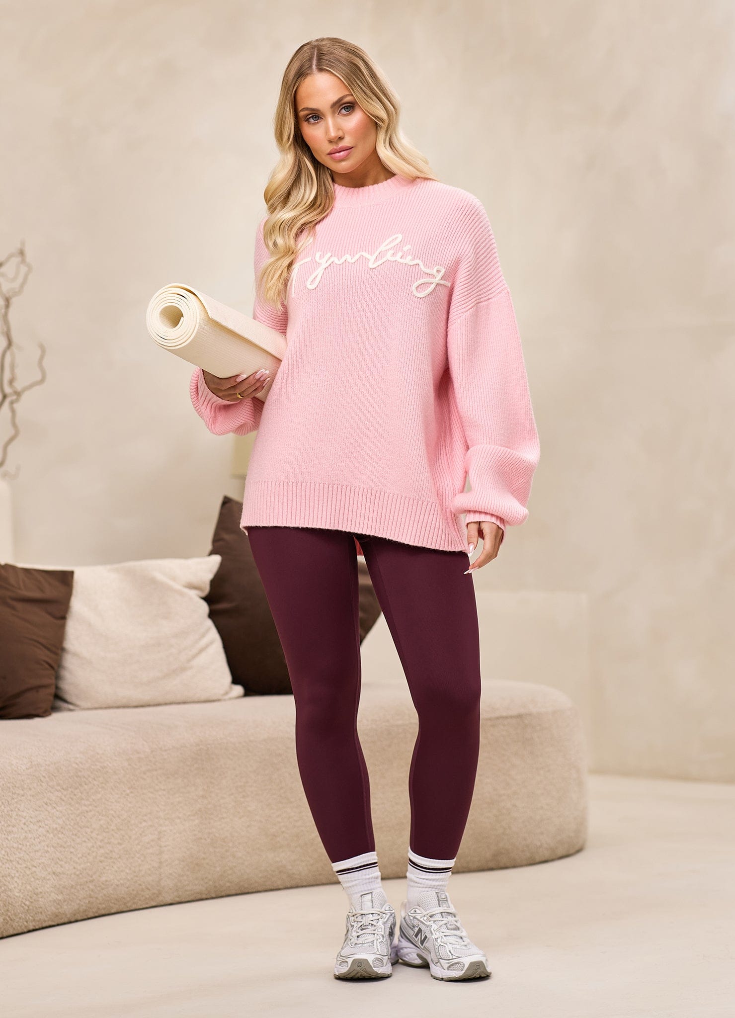 Gym King Rib Knit Sweatshirt - Peach Blush