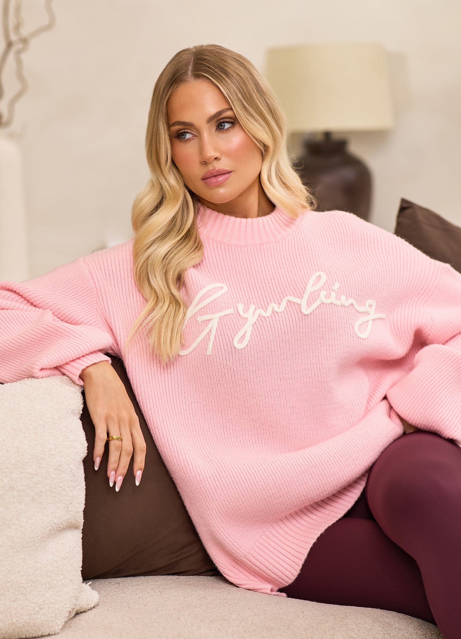 Gym King Rib Knit Sweatshirt - Peach Blush