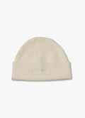 Gym King Script Rib Knit Beanie - Cream