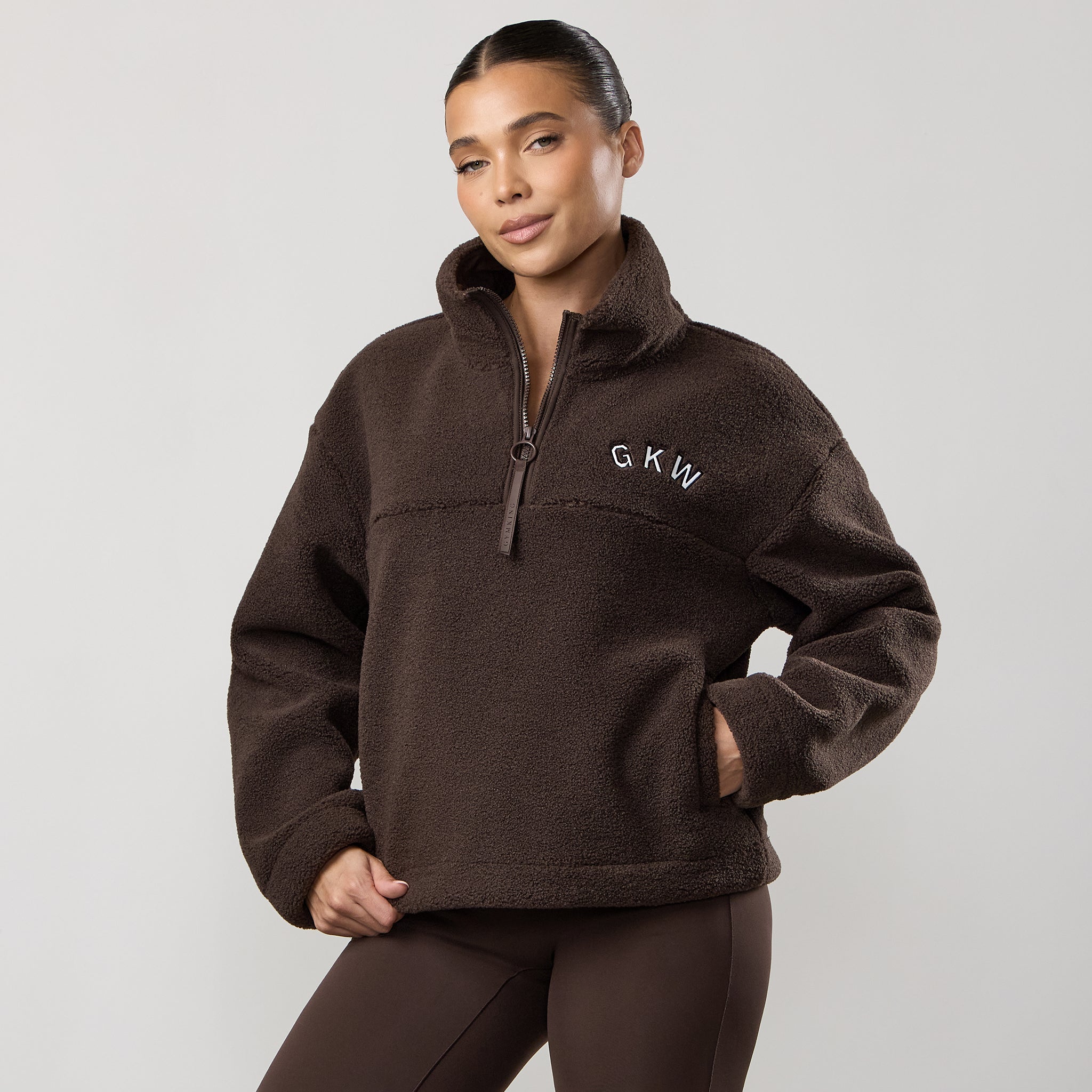 GKW Borg 1/4 Zip - Dark Chocolate
