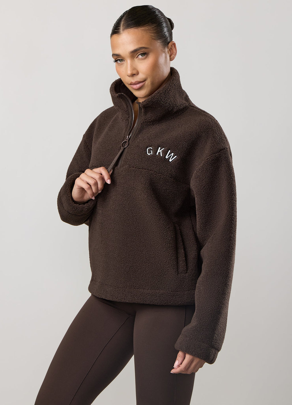GKW Borg 1/4 Zip - Dark Chocolate