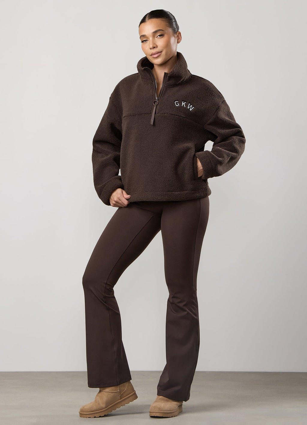 GKW Borg 1/4 Zip - Dark Chocolate