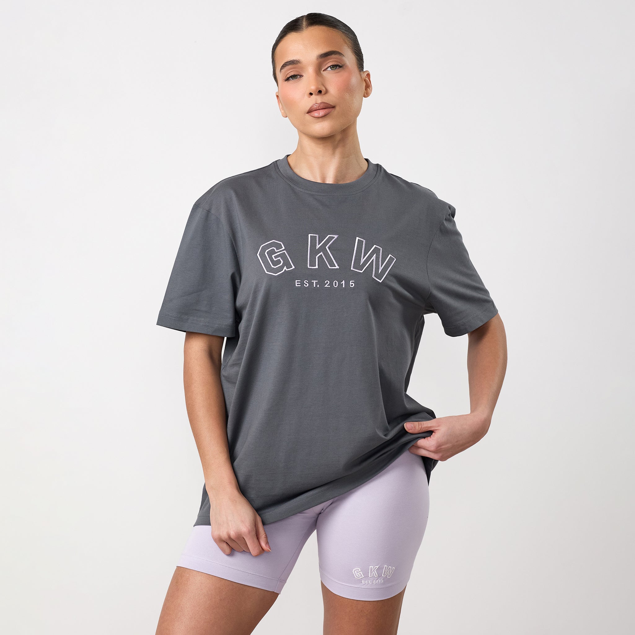 GKW Boyfriend Tee - Gunmetal Grey/Hyacinth