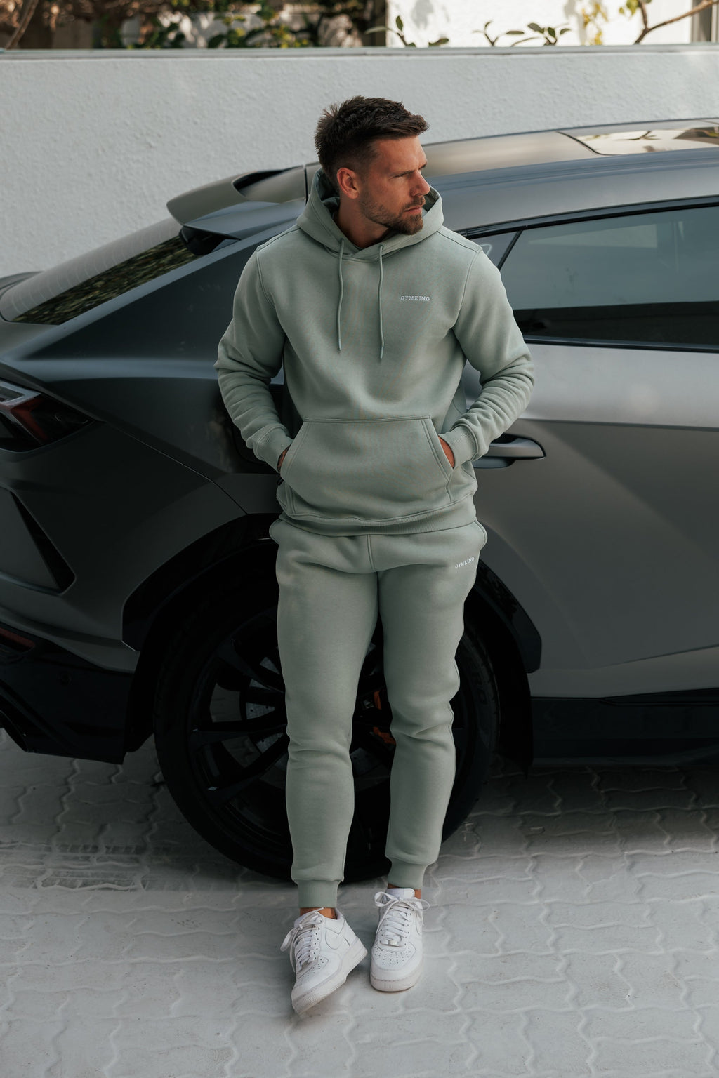 Gym King Fundamental Linear Hoodie - Urban Sage