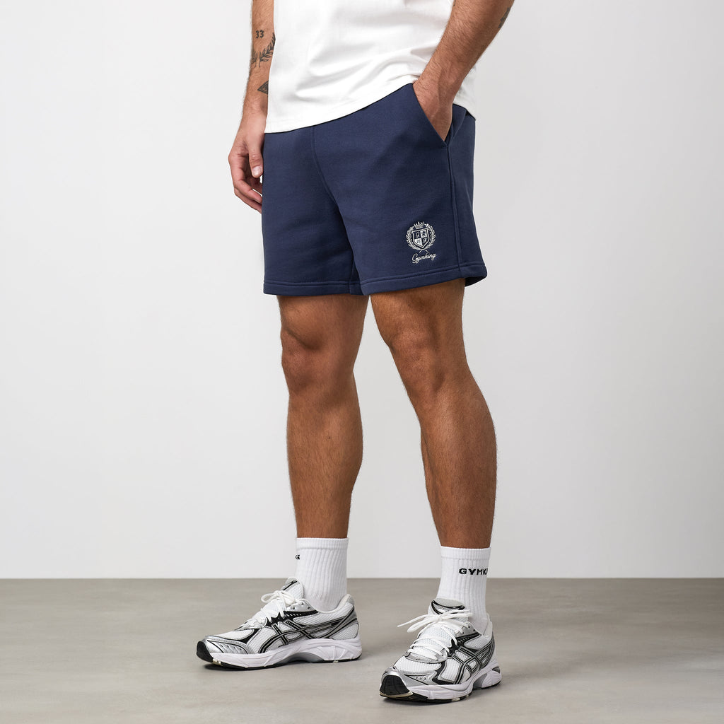 Gym King Heritage Crest Loopback Short - Indigo Blue