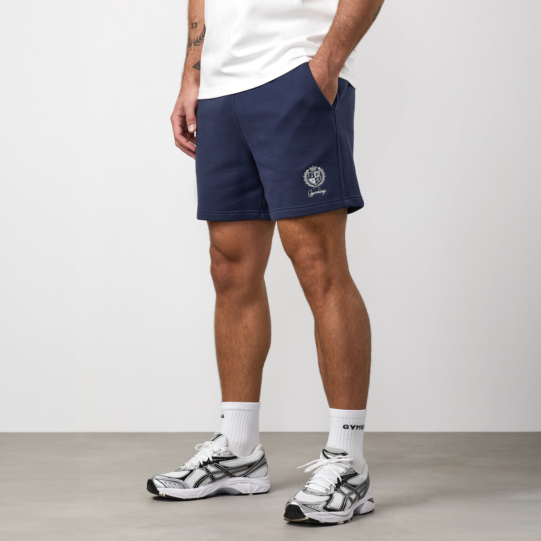 Gym King Heritage Crest Loopback Short - Indigo Blue