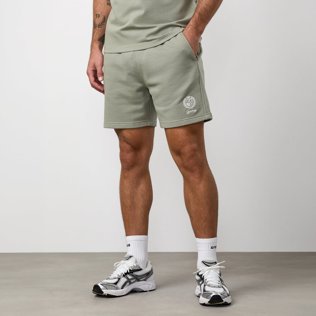 Gym King Heritage Crest Loopback Short - Soft Khaki