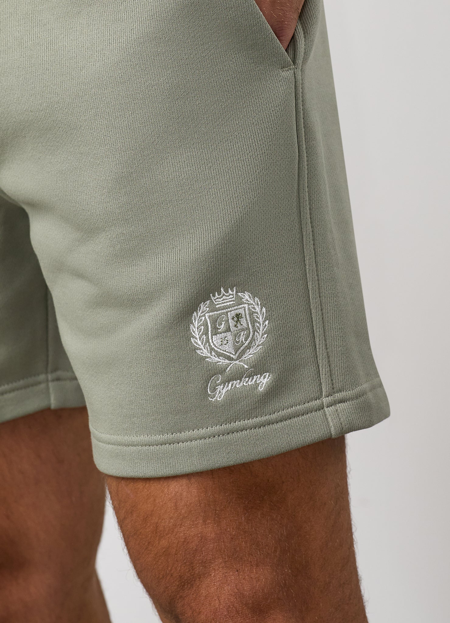 Gym King Heritage Crest Loopback Short - Soft Khaki