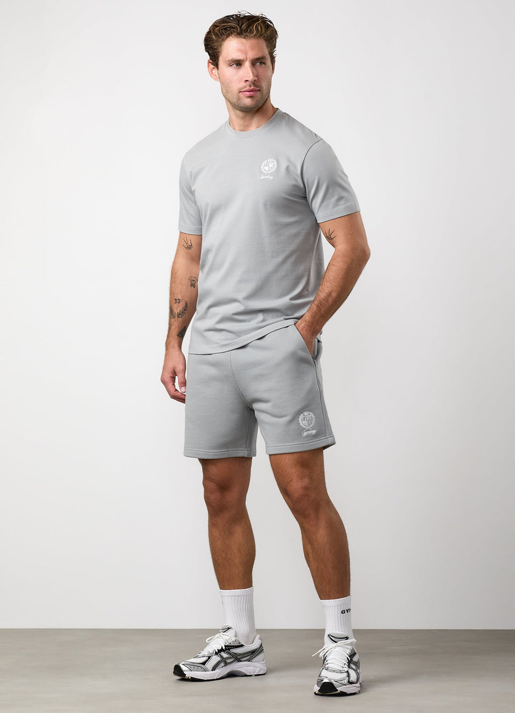 Gym King Heritage Crest Jersey Tee - Urban Grey