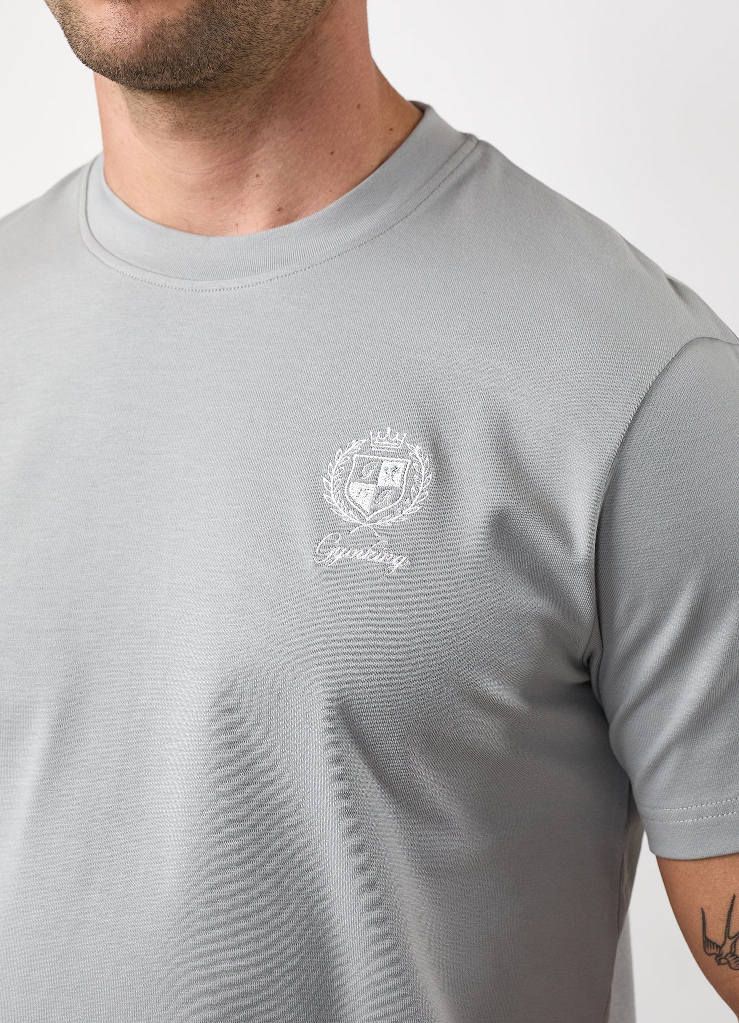 Gym King Heritage Crest Jersey Tee - Urban Grey