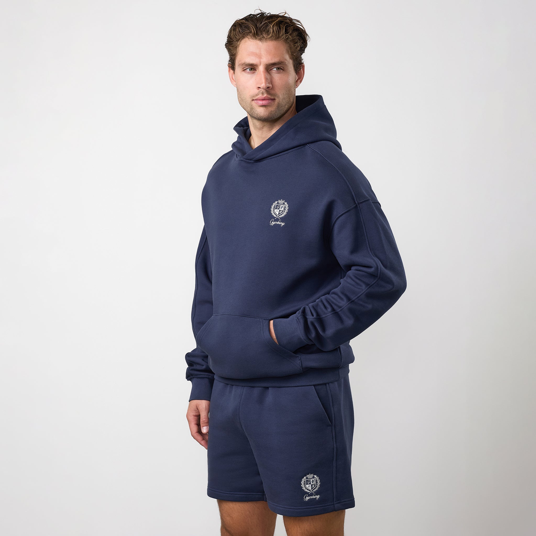 Gym King Heritage Crest Loopback Hoodie - Indigo Blue
