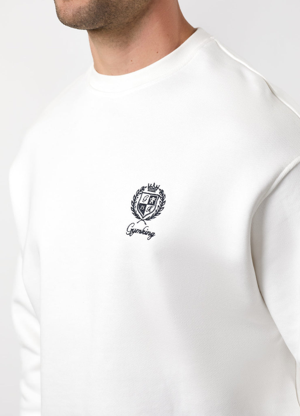 Gym King Heritage Crest Loopback Sweatshirt - Cream/Indigo Blue