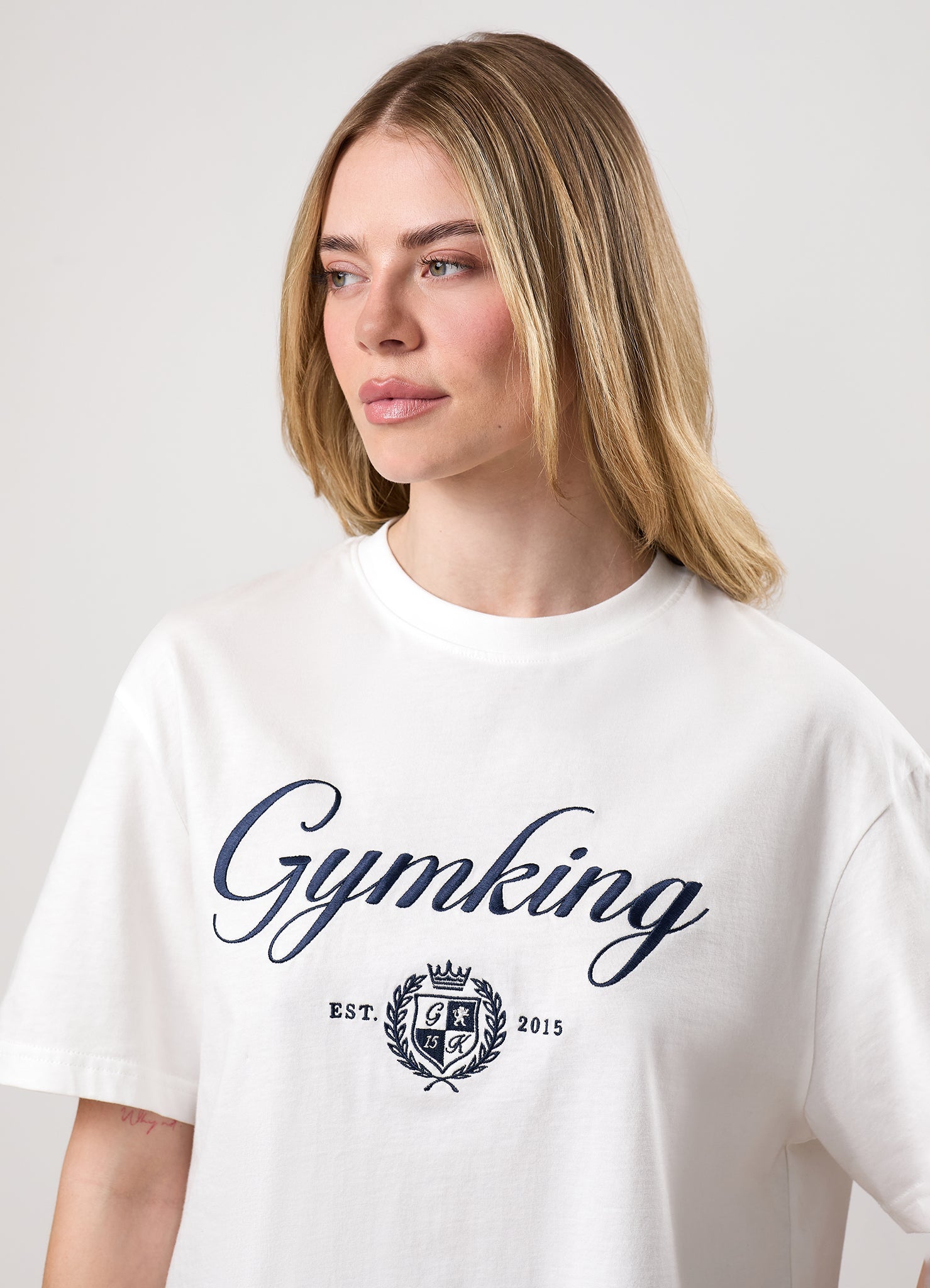 Gym King Heritage Jersey Boyfriend Tee - Cream