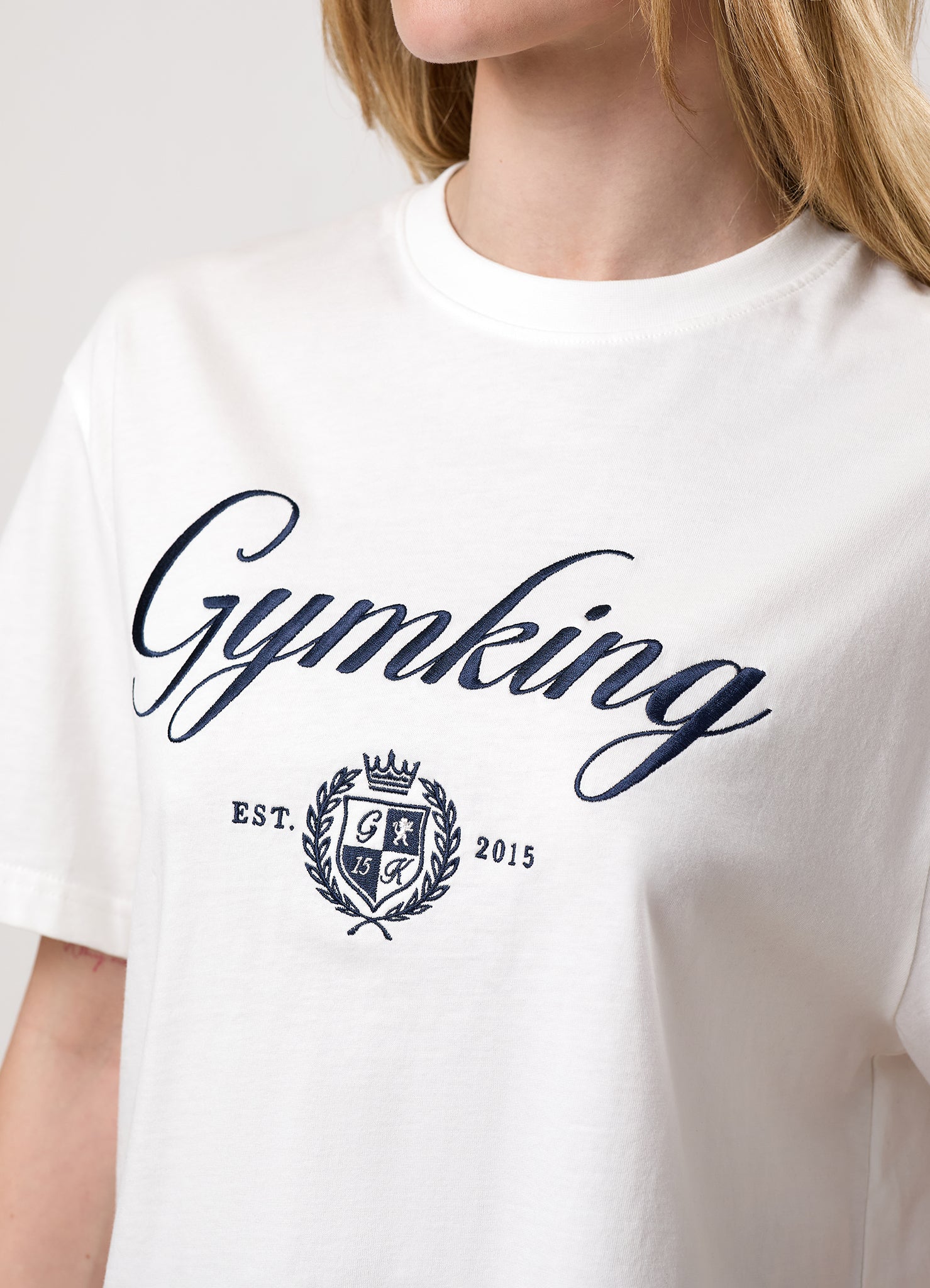 Gym King Heritage Jersey Boyfriend Tee - Cream
