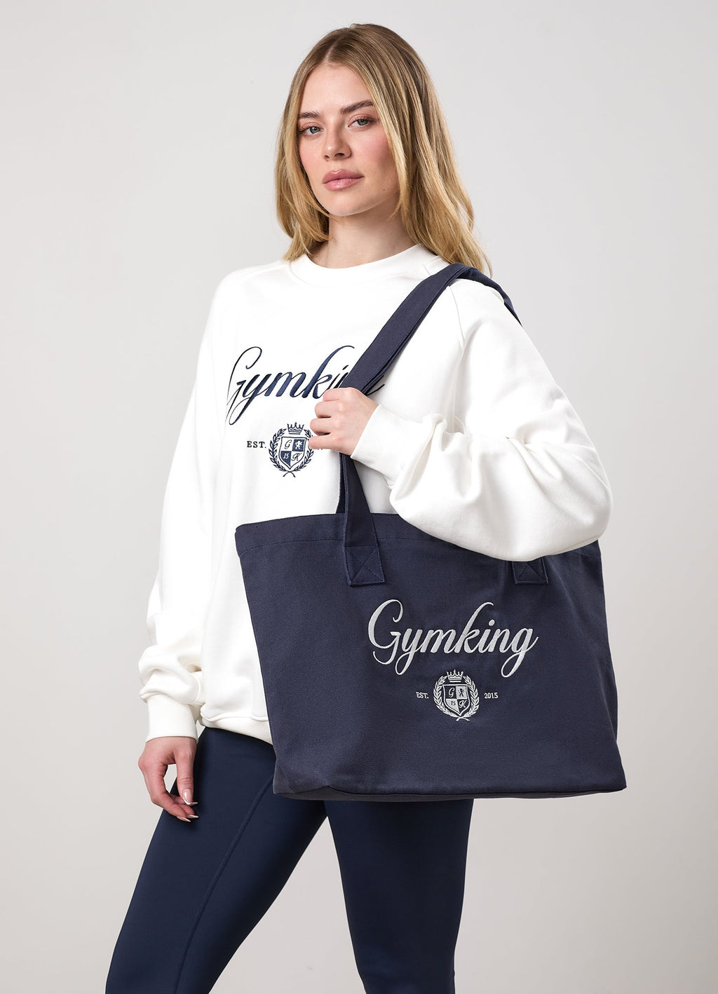 Gym King Heritage Tote Bag - Indigo Blue / White