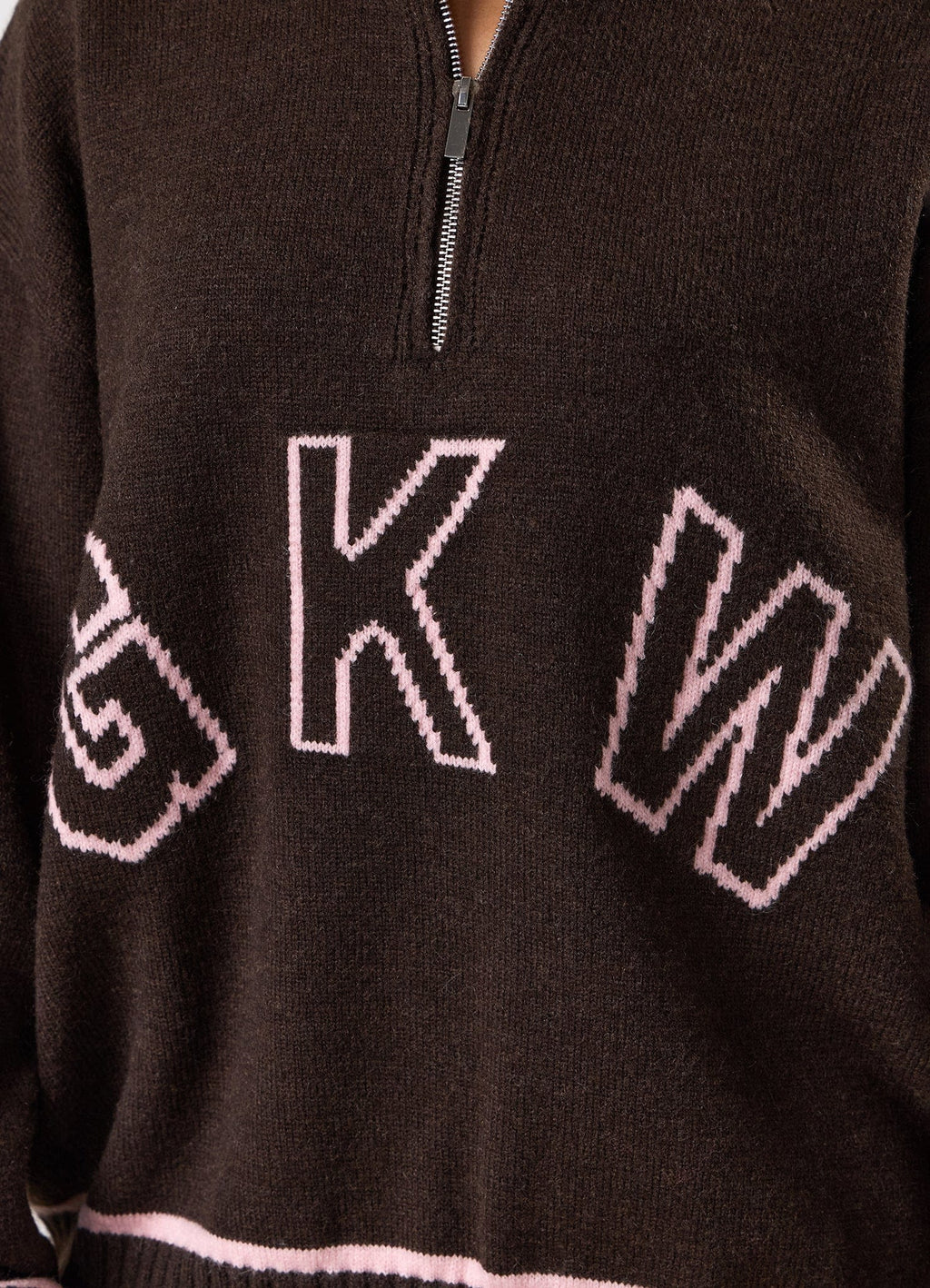 Gym King Knockout Knitted 1/4 Zip Funnel - Espresso