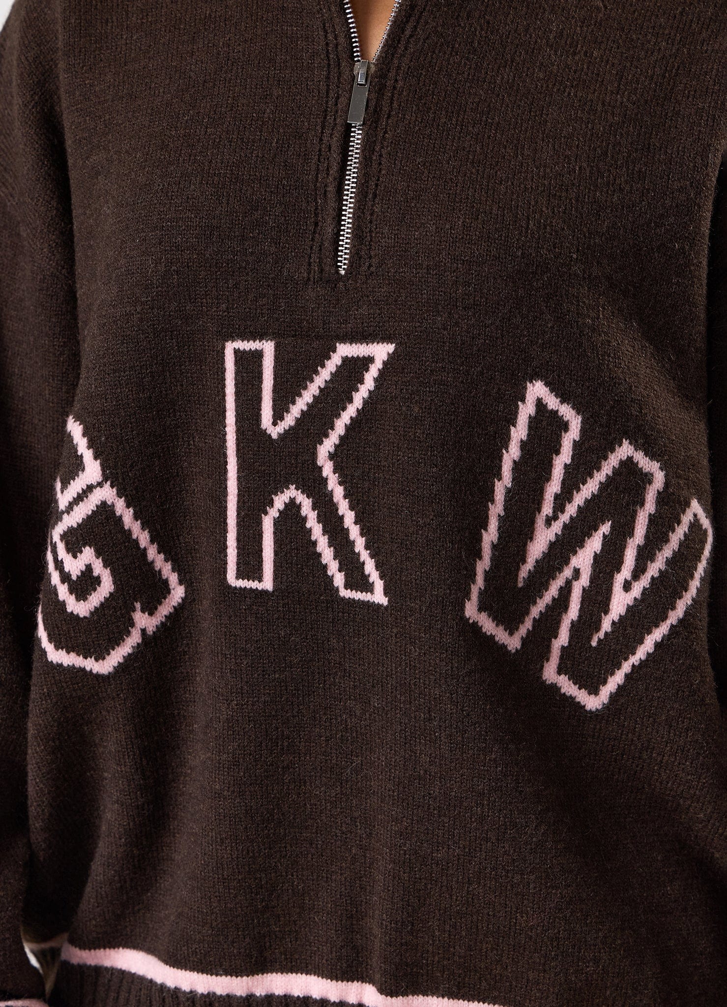 Gym King Knockout Knitted 1/4 Zip Funnel - Espresso