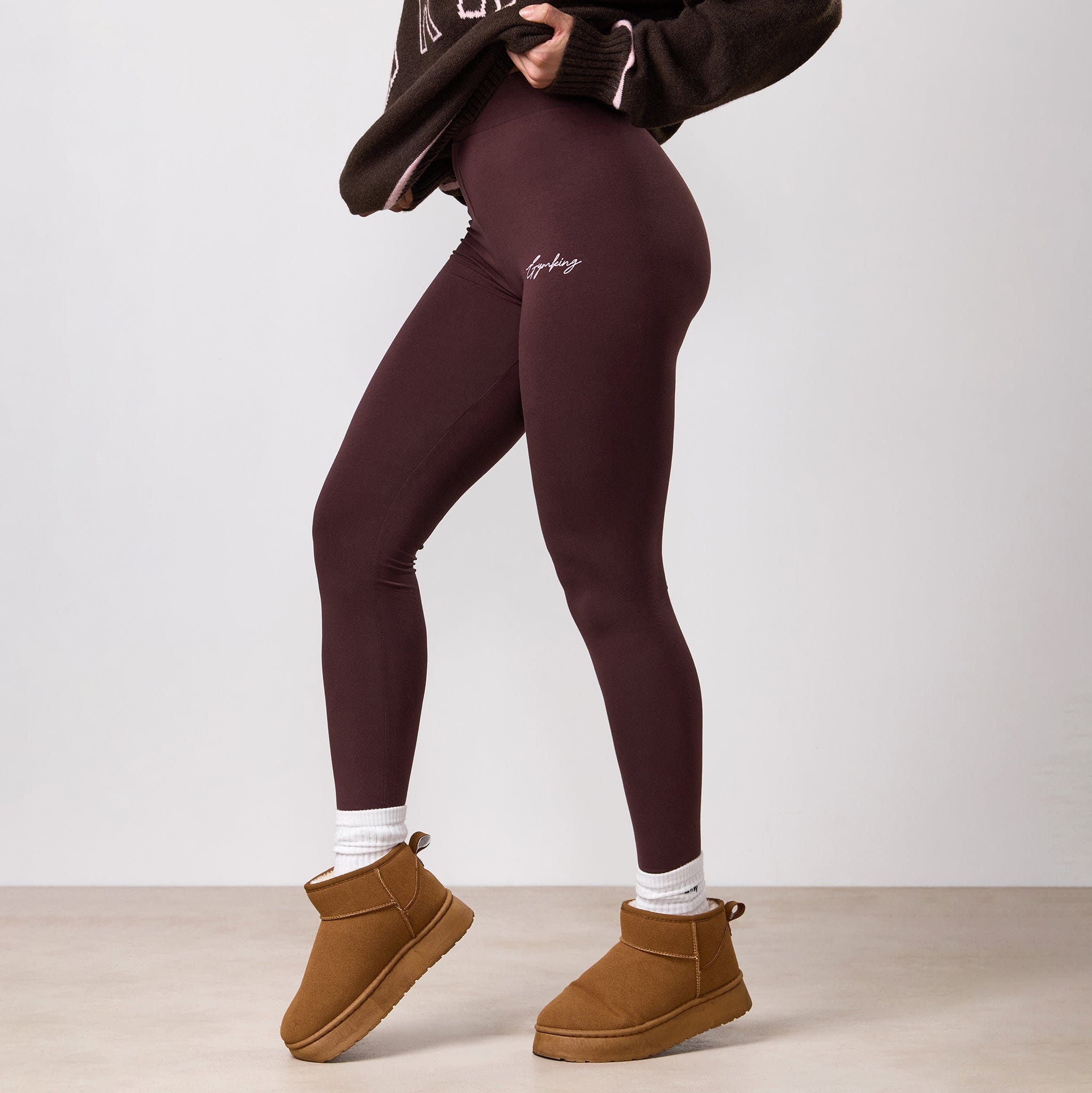 Gym King Script Mindset Jersey Legging - Espresso