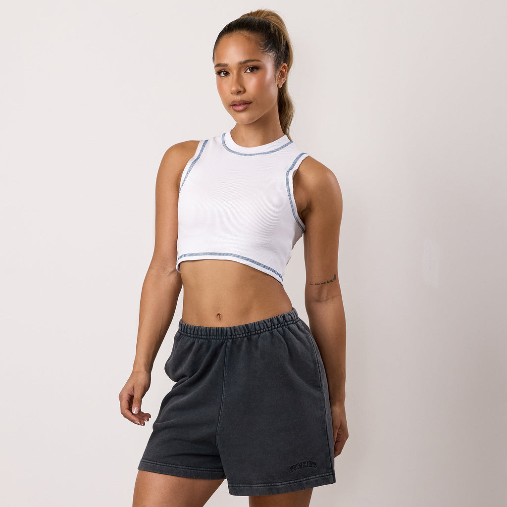 Gym King Limitless Rib Tank - White