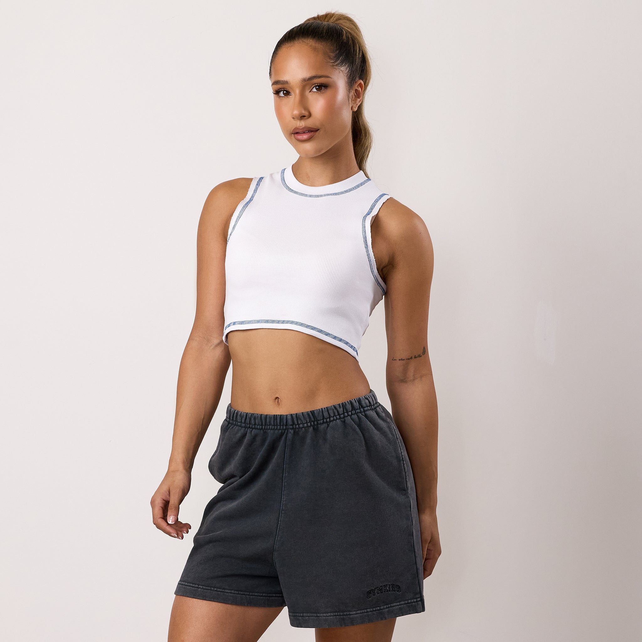 Gym King Limitless Rib Tank - White