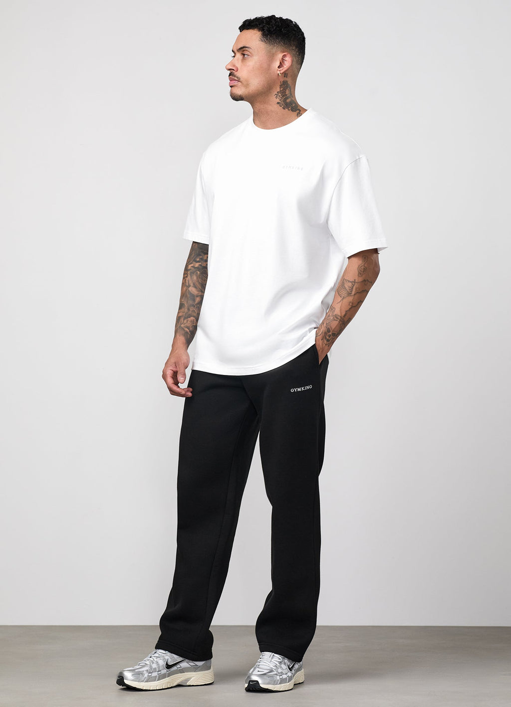 Gym King Linear Arch Tee - White / Light Grey
