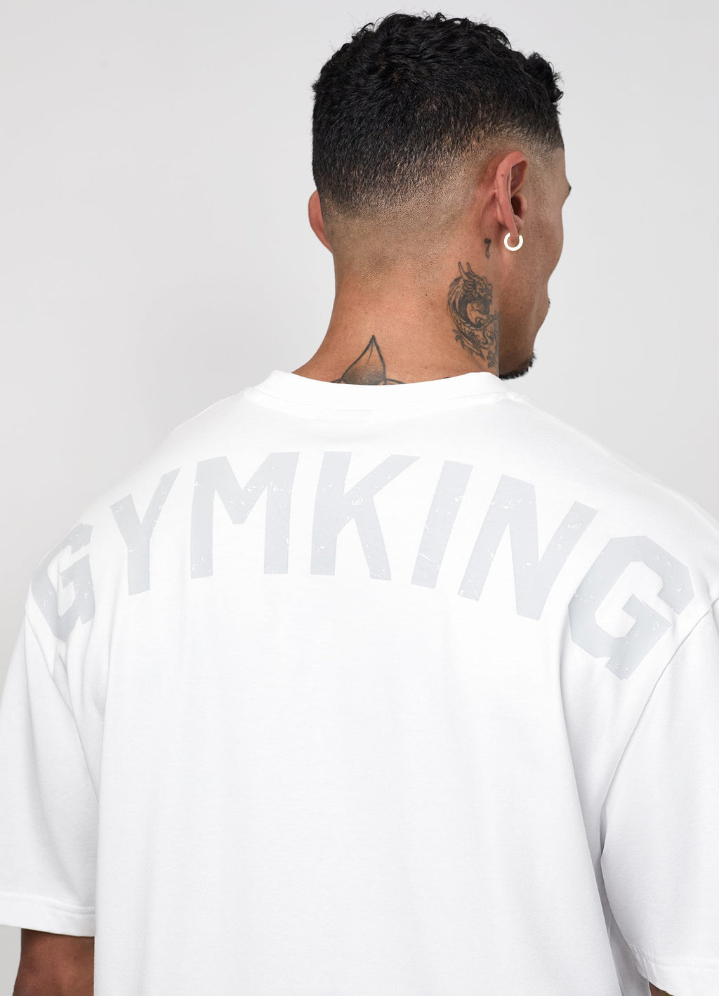 Gym King Linear Arch Tee - White / Light Grey