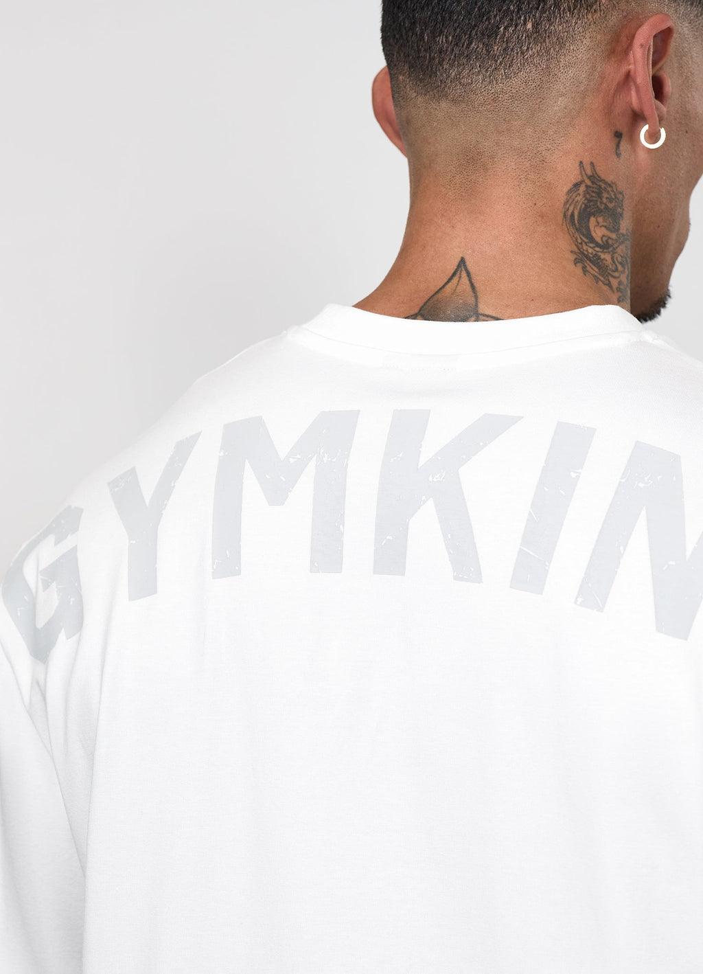 Gym King Linear Arch Tee - White / Light Grey