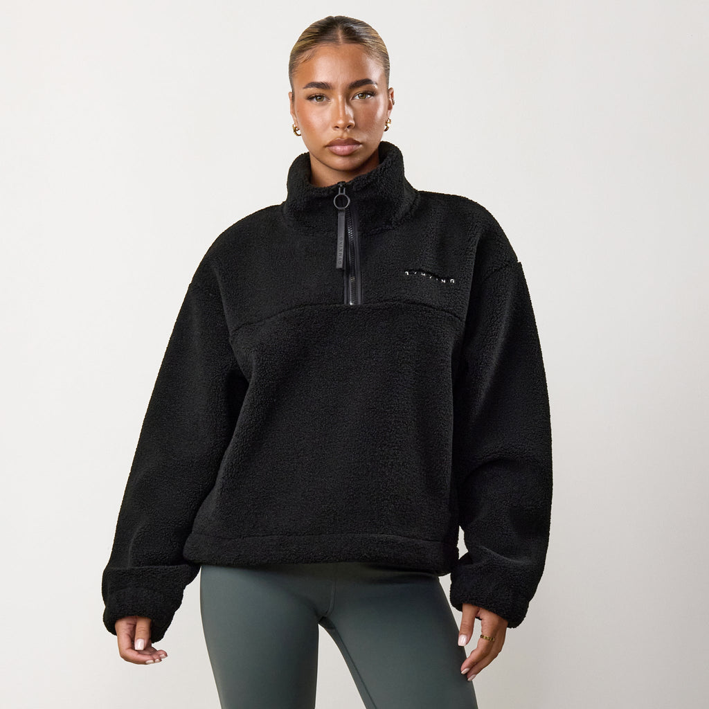Gym King Linear Borg 1/4 Zip Fleece - Black