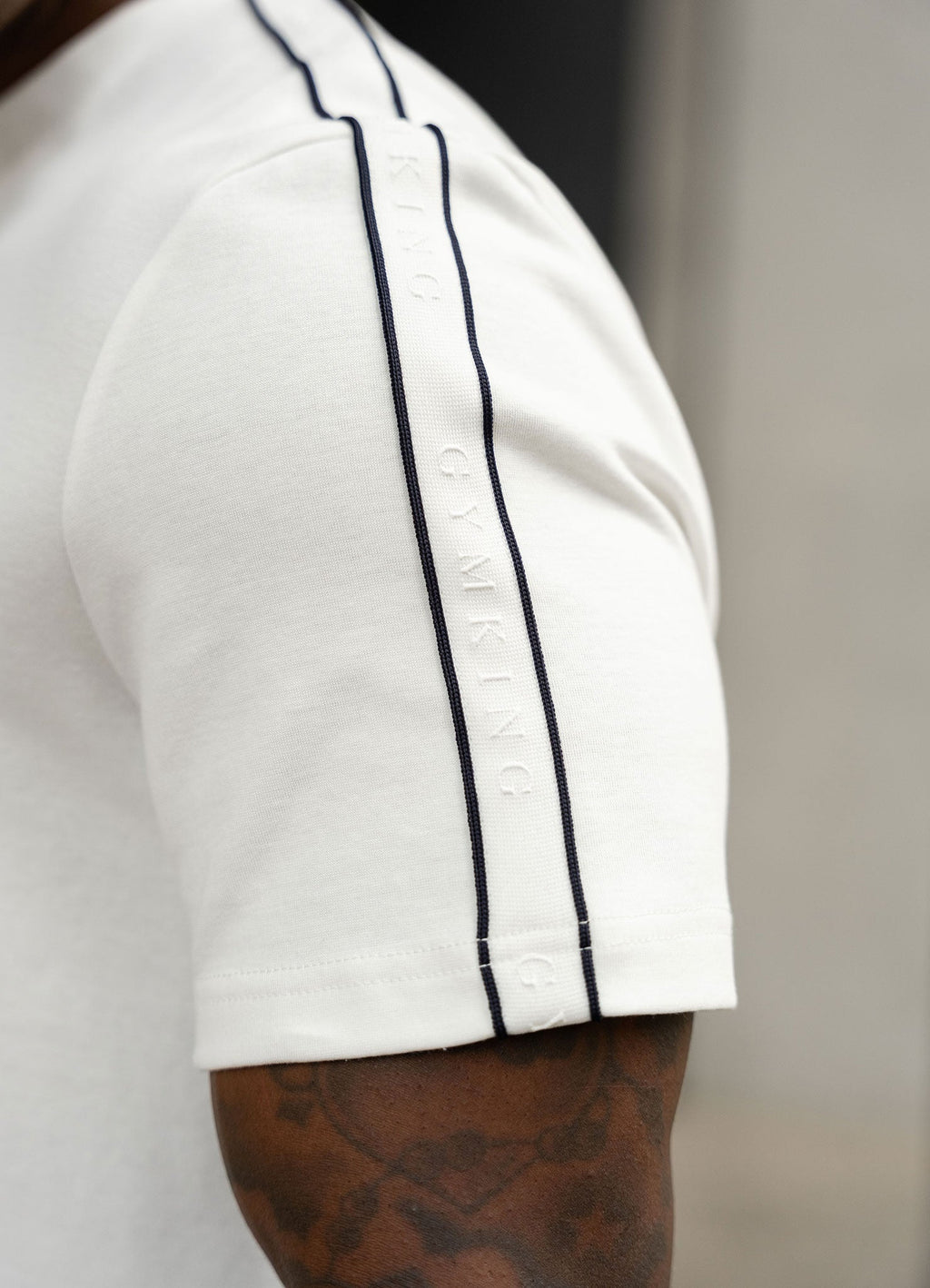 Gym King Linear Taped Tee - Cream
