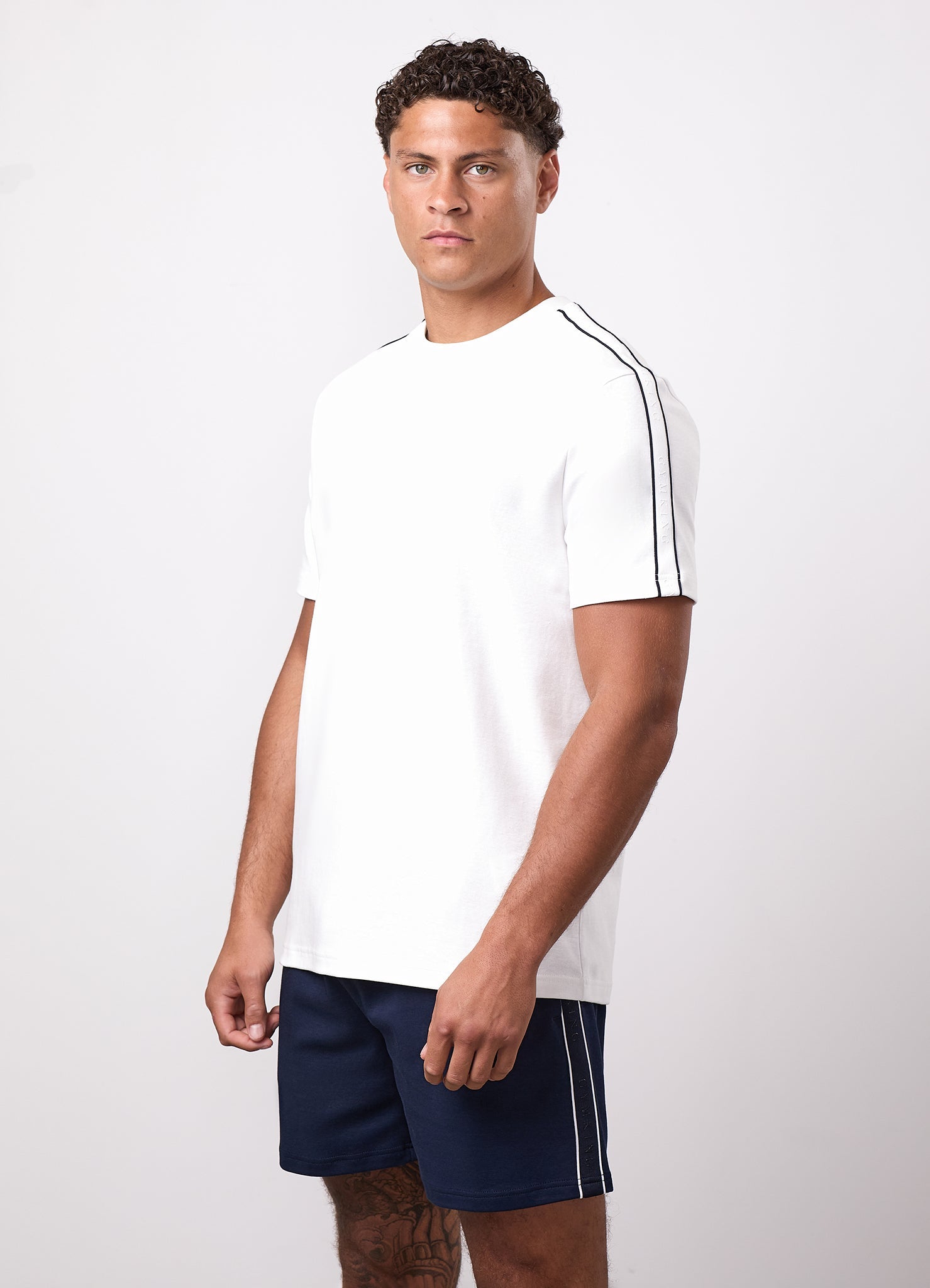 Gym King Linear Taped Tee - Cream