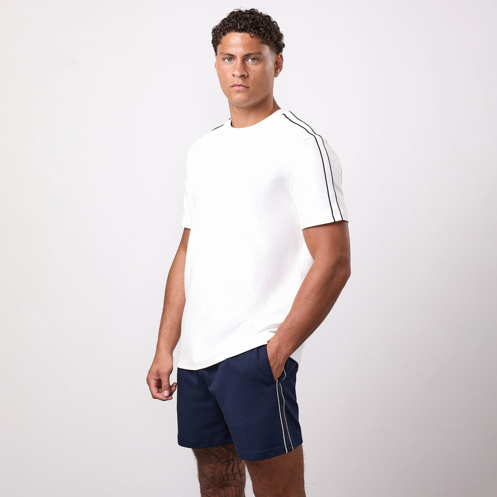 Gym King Linear Taped Tee - Cream