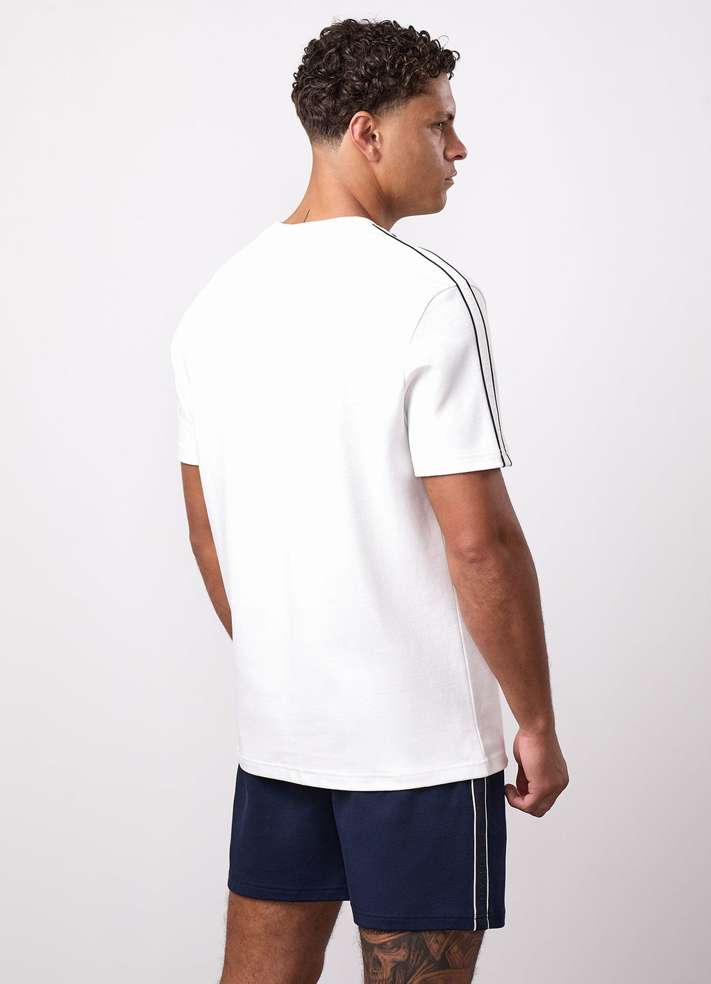 Gym King Linear Taped Tee - Cream