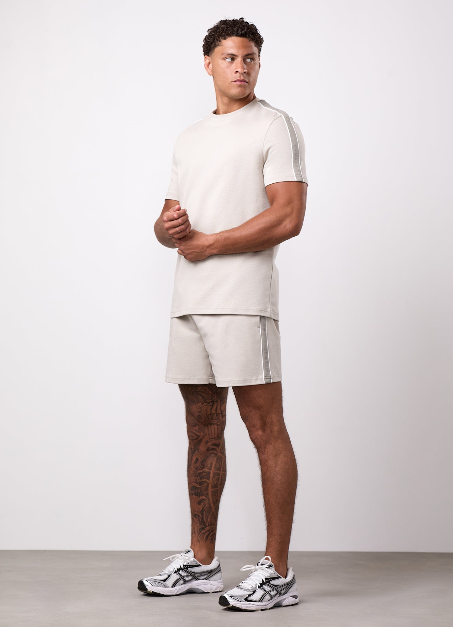 Gym King Linear Taped Short - Grey Mist