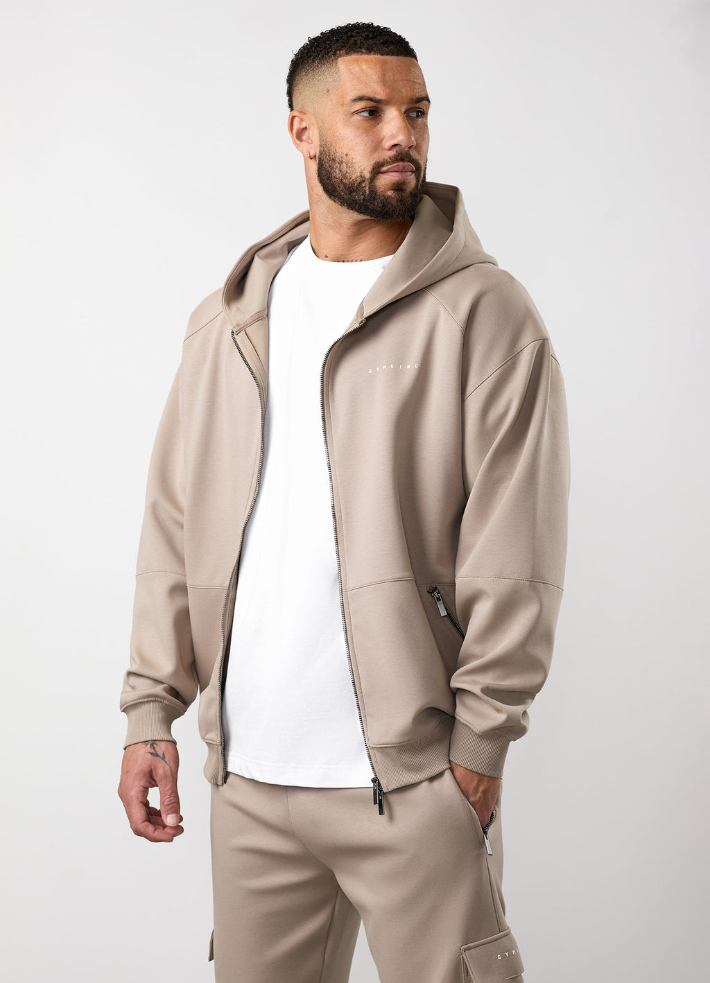 Gym King Linear Travel Full Zip Hoodie - Claydust