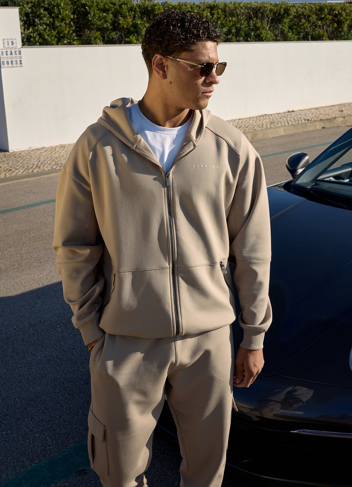 Gym King Linear Travel Full Zip Hoodie - Claydust