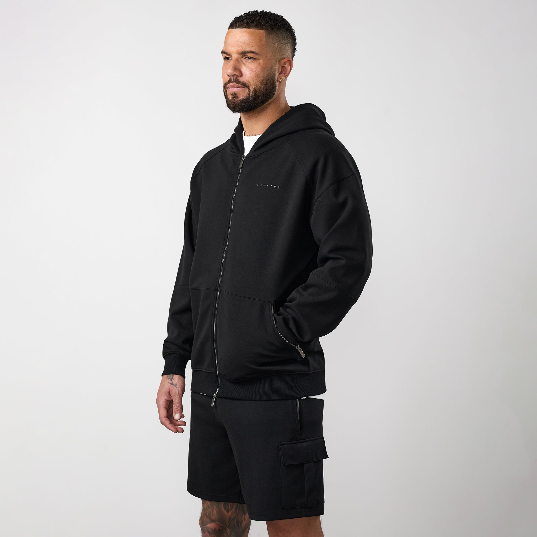 Gym King Linear Travel Full Zip Hoodie - Black