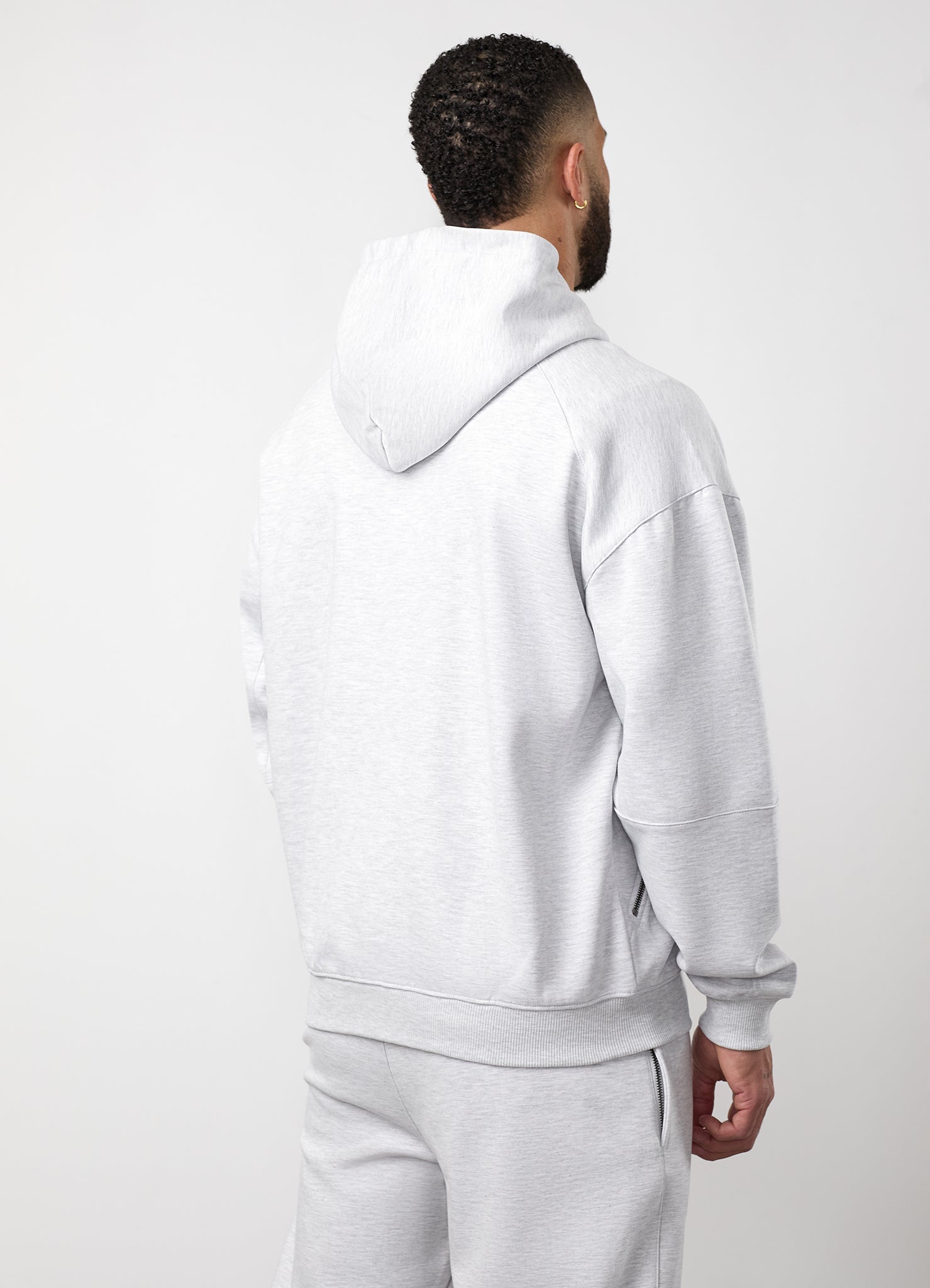 Gym King Linear Travel Full Zip Hoodie - Snow Marl
