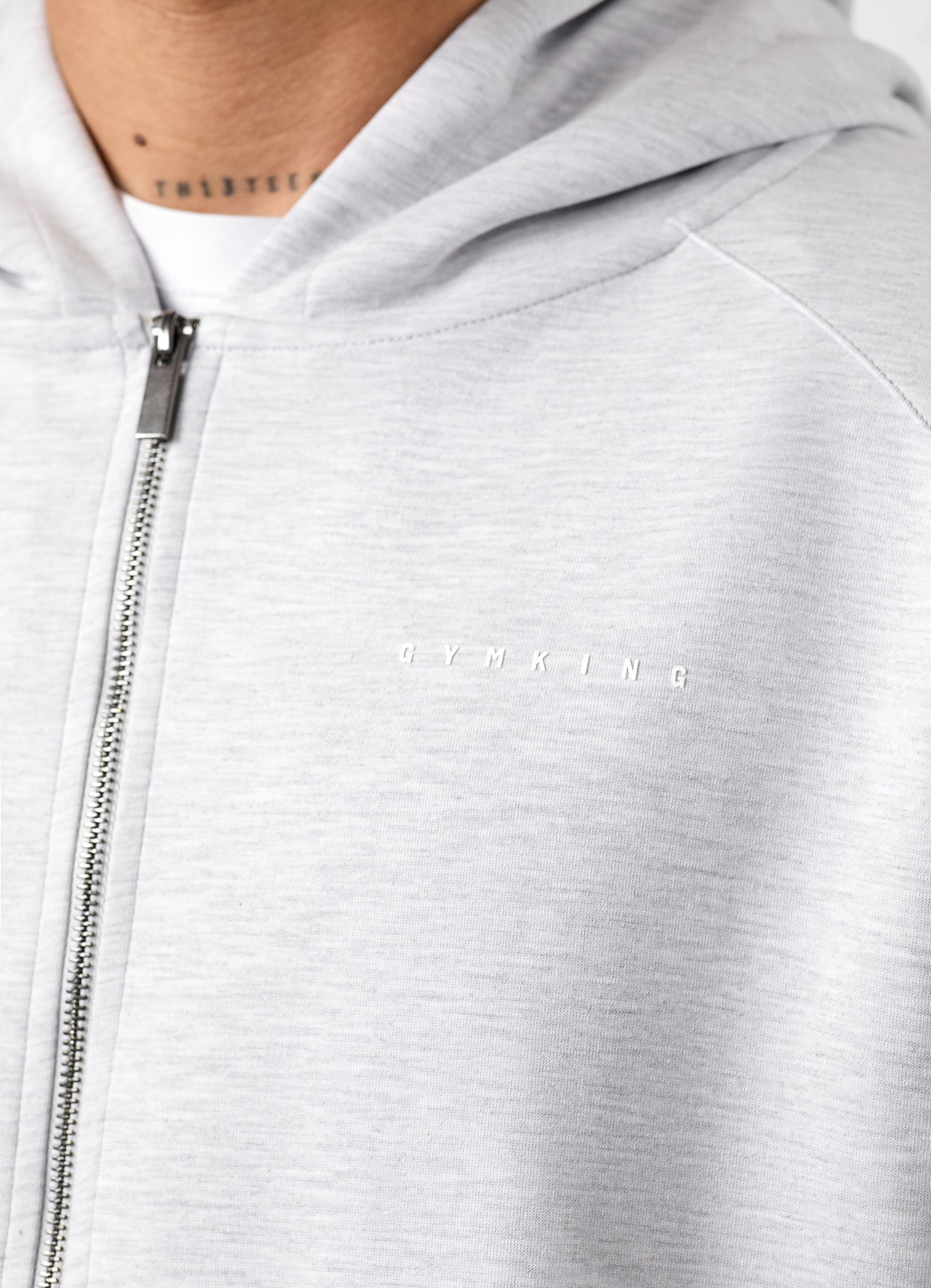 Gym King Linear Travel Full Zip Hoodie - Snow Marl