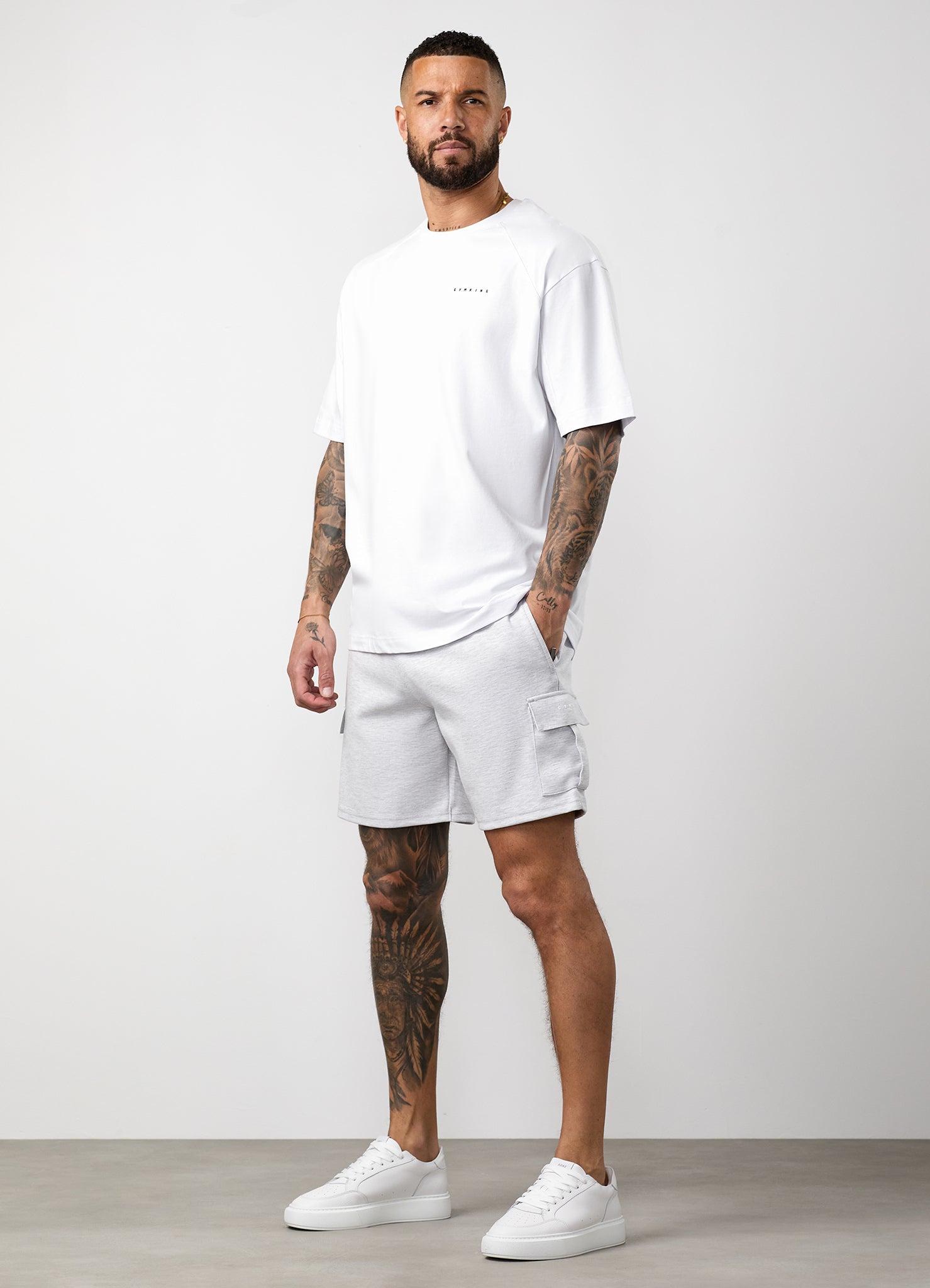 Gym King Linear Travel Cargo Short - Snow Marl