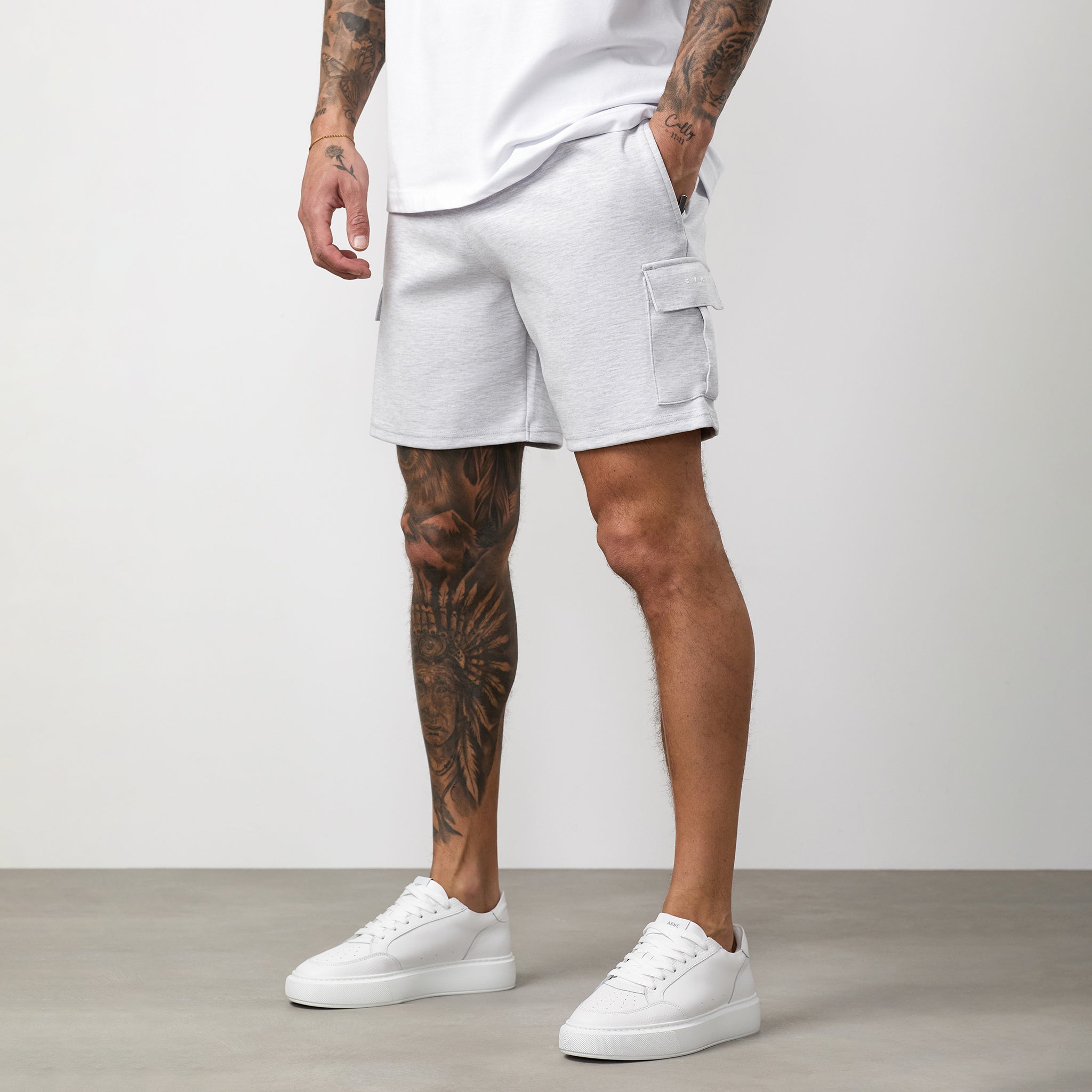 Gym King Linear Travel Cargo Short - Snow Marl
