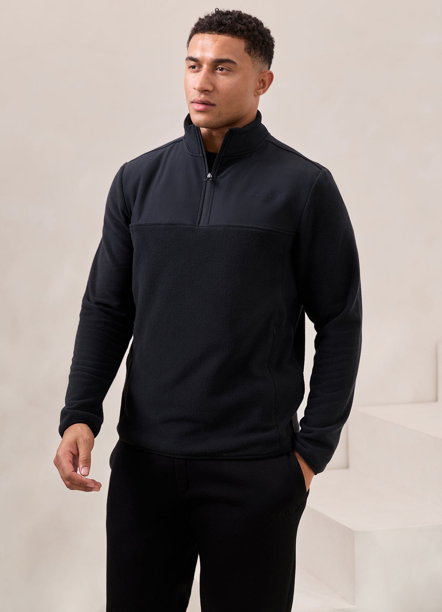 Gym King Linear 1/4 Zip Polar Fleece - Black